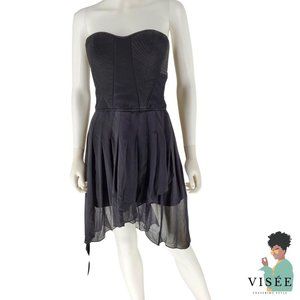 BCBG Maxazria Strapless Black Crepe Bodice Dress